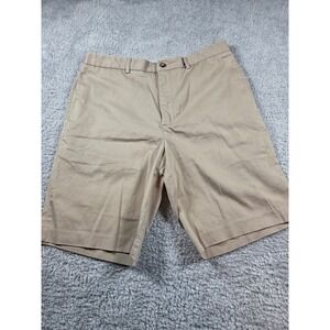 Greg Norman Chino Shorts 36 Khaki Mens Cotton Stretch Flat Front Golf Casual